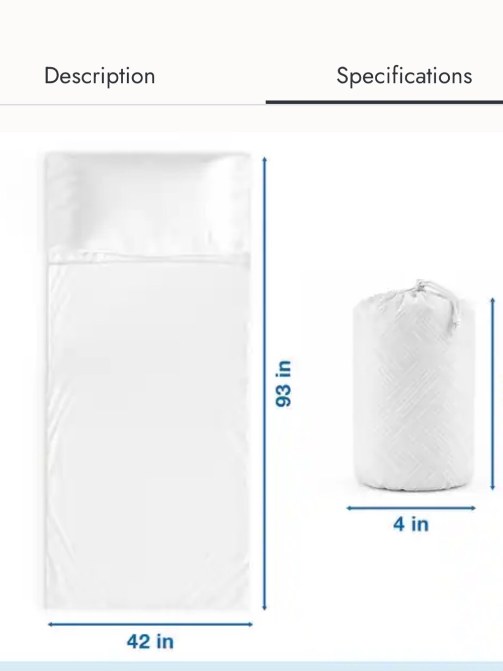 Premium White Sleeping Bag Liner - Lightweight Home Bedding